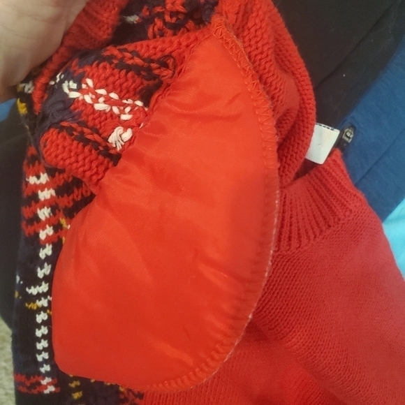 Vintage Picone Sport Sweater Womens Small Red‎ Black Plaid Tunic Shoulder Pads - Picture 7 of 8